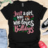 Just a girl who loves bulldogs - V8 - Retro Cute T-Shirt